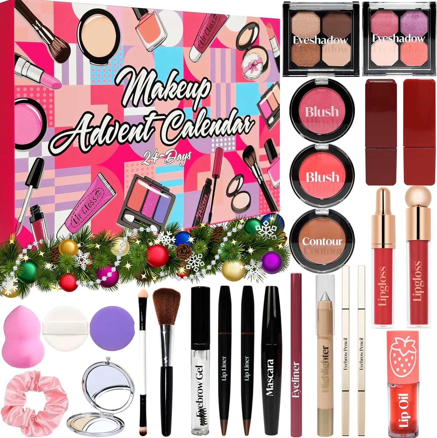 Makeup Advent Calendar 2025 Teen Girls Women Beauty Make Up Advent Calendar, 24 Days 2025 Christmas Countdown Full Makeup Kits Beauty Skincare Sets Gifts For Teen Girls women